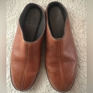 Cole Haan Stitched Mules Slip On Cognac Brown Leather Slip-On Shoes Size 8.5